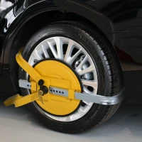 Blokada na koło pazur parkingowy do kół o średnicy 43-53 cm z 2 kluczami tarcza ochronna kolor żółty(m-2)