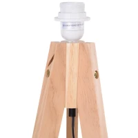 HOMCOM Stehlampe Tripod Schlafzimmer Standleuchte Stehleuchte 40 W Skandinavisch Holz + Leinen natur + beige 52 x 52 x 146 cm(m-7)