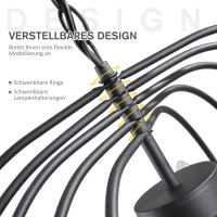 HOMCOM® Deckenlampe Pendelleuchte Hängeleuchte Deckenleuchte Industrie Vintage Schwarz(m-4)