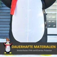 HOMCOM Aufblasbare Pinguin-Figur 2,43 m Weihnachtsdekoration mit Lichtern Weihnachten Dekoration automatisches Aufblasen wetterfest Polyester Weiß+Schwarz+Rot+Grün 130 x 75 x 243 cm(m-5)