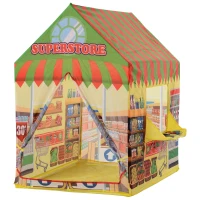 HOMCOM Kinderspielhaus Spielzelt Supermarkt Tür und Verkaufsfenster 3 Jahre Rollenspiel Polyester 93 x 69 x 103 cm(m-1)