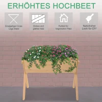 Podwyższona grządka Outsunny skrzynka na rośliny, skrzynka na kwiaty, doniczka, z otworami drenażowymi, włóknina, lite drewno naturalne wysoka grządka skrzynka na kwiaty skrzynia na rośliny donica odpływ włóknina(m-5)