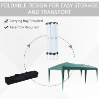 Outsunny 3 x 6 m Pop Up Gazebo with Sides and Windows, Height Adjustable Wedding Camping Party Tent Canopy Marquee with Storage Bag for Garden, Event, Green(m-5)