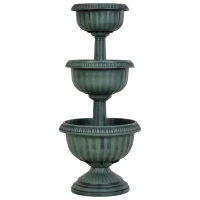 Outsunny 3-tier Chelsea Planter Flowers Display Fountain Stable Base Outdoor Garden Flower Pot Patio Balcony Indoors Green(m-1)