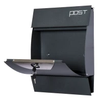 HOMCOM Briefkasten Postkasten Wandbriefkasten mit Zeitungsfach abschließbar 2 Schlüssel Stahl Grau 35 x 9,5 x 44,5cm(m-4)