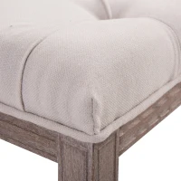 HOMCOM® ŁAWKA TAPICEROWANA RETRO GUZIKI WŁÓKNO LNIANE+DREWNO beżowy(m-8)