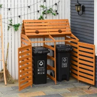 Boks na pojemniki na śmieci z przednimi drzwiami Śmietnik na 2 kosze o pojemności 240 l lite drewno(m-2)