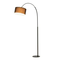 HOMCOM Stehleuchte mit 180° flexiblem Lampenschirm und verstellbarem Mast, mit rundem Metallsockel, Schlafsaal, Schwarz, Metall, Polyestergewebe, 97L x 33,5B x 179H cm(m-1)