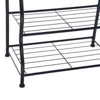 HOMCOM Garderobenständer Kleiderständer Garderobe mit 3 Schuhablagen 5 Haken Flur Stahl Schwarz L60 x B35 x H175cm(m-9)