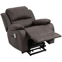 HOMCOM Massagesessel Sessel mit Aufstehhilfe, Relaxsessel, Fernsehsessel mit Massagefunktion, TV Sessel mit Aufstehhilfe, Liegefunktion, Stahl Kunstleder Schaumstoff, Braun, 92 x 92,5 x 101 cm(m-7)