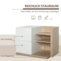HOMCOM Schreibtisch Organizer Bücherregal Schreibtischregal 2 Schuhbladen Spanplatten MDF Home Office Küche Eingangsbereich Weiß 60 x 40 x 45 cm(m-4)