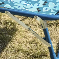 Outsunny Kinder Sonnenliege 180° verstellbar Strandliege Gartenliege Relaxliege Klappbar für 2-6 Jahre Metall Polyester Blau+Grün 118 x 40 x 24 cm(m-9)