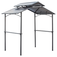 Outsunny Pawilon grillowy z dachem ognioodpornym 2,5 x 1,5 m wiata grillowa z 2 półkami stal PC