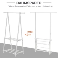 HOMCOM wieszak na ubrania z półką na buty, drążek na ubrania, wieszak do garderoby, stal, biały, 107,5 x 45 x 150(m-4)