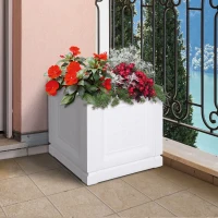 Outsunny 2tlg. Hochbeet für Balkon und Garten Pflanztopf aus PP, Weiß, 30 x 30 x 29 cm(m-1)