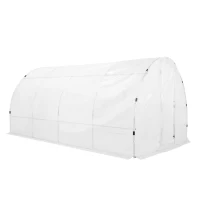 Outsunny Walk-in Polytunnel Greenhouse Garden Planting Shed Clear PE Cover 25mm Diameter Galvanised Steel Frame, 4L x 3W x 2Hm(m-2)