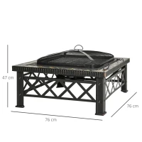 Misa paleniskowa 3 w 1 kosz paleniskowy z ochroną przed iskrami ruszt do grilla grill ogrodowy kolor czarny(m-3)