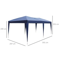 Outsunny Pop Up Gazebo 3 x 6m, Foldable Canopy Tent with Carrying Bag for Outdoor Garden Patio Party, Blue(m-3)