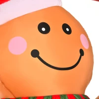 HOMCOM nadmuchiwany piernikowy ludzik 2,4 m dekoracja świąteczna ze światłami model nadmuchiwany Boże Narodzenie ozdoba do ogrodu automatyczne nadmuchiwanie odporny na warunki pogodowe tkanina poliestrowa kolor żółty 170 x 65 x 240 cm(m-7)