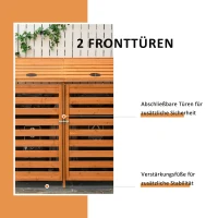 Boks na pojemniki na śmieci z przednimi drzwiami Śmietnik na 2 kosze o pojemności 240 l lite drewno(m-5)