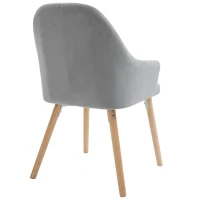 HOMCOM Esszimmerstühle, 2er Set, Küchenstuhl, Schaumstoff, Metall, Kautschuk, Hellgrau, 54,5 x 59 x 85,5 cm(m-6)