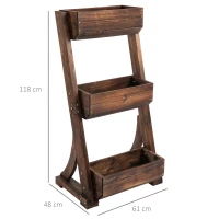 Outsunny stojak na kwiaty kwietnik drewno z 3 półkami regał na rośliny(m-3)