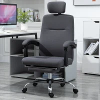 Vinsetto® Bürostuhl Ergonomischer PC Drehstuhl mit Fußstütze verstellbarer Kopfstütze Grau(m-2)