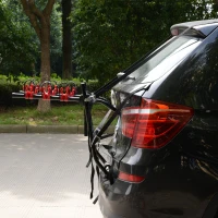 HOMCOM Fahrradheckträger für 3 Fahrräder Fahrradträger Heckträger faltbar mit Sicherheitsgurte Metall + Kunststoff(m-4)