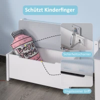 HOMCOM Speelgoedkist zitbank met opbergruimte kistbank massief houten poten grijs(m-4)