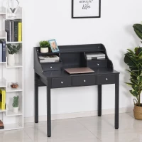 HOMCOM Schreibtisch mit Regal Schublade, Arbeitstisch, Computertisch, Bürotisch, MDF, Dunkelgrau, 100 x 60 x 105 cm(m-2)