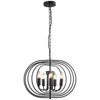 HOMCOM® Deckenlampe Pendelleuchte Hängeleuchte Deckenleuchte Industrie Vintage Schwarz(m-1)