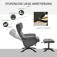 HOMCOM Liegesessel mit Fußstütze Ottomane Grau(m-4)