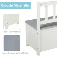 HOMCOM Speelgoedkist zitbank met opbergruimte kistbank massief houten poten grijs(m-7)