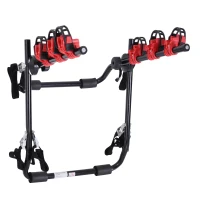 HOMCOM Fahrradheckträger für 3 Fahrräder Fahrradträger Heckträger faltbar mit Sicherheitsgurte Metall + Kunststoff(m-5)