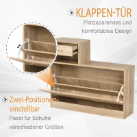 HOMCOM 3-in-1 Garderobenset Flurgaderobe mit Schuhschrank Garderobe, Wandspiegel, 6 Haken, Natur, 30,5 x 75,5 cm (Spiegel)(m-4)