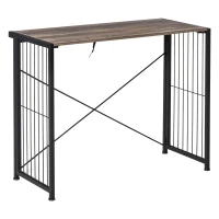HOMCOM Schreibtisch Computertisch Bürotisch Home-Office Tisch klappbar mit E1 Spanplatte Metallrahmen faltbar Industriedesign Laptop Tisch Rustikales Braun+ Schwarz 90 x 45 x 74 cm(m-1)