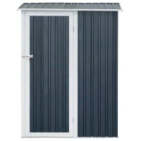 Outsunny Corrugated Steel Single Door Storage Garden Shed Outdoor Equipment Tool Sloped Roof - Grey(m-10)