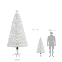 HOMCOM® Weihnachtsbaum 1,5 m Christbaum 170 Zweige mit RGB Led-Leuchten Metall PVC Weiß(m-3)