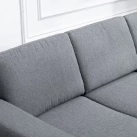 Homcom sofa 3-osobowa tapicerowana meble do siedzenia podłokietniki len ciemnoszary 200 x 82 x 78 cm(m-10)