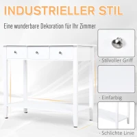 HOMCOM Konsolentisch, Beistelltisch mit 3 Schubladen, Sideboard, Massivholz, 90 x 40 x 75 cm(m-6)