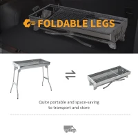 Outsunny Portable Stainless-steel Charcoal BBQ Folding Grill for Picnic Garden Camping and Outdoor Use(m-5)