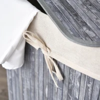 HOMCOM Elegancki kosz na pranie z bambusa 72L z pokrywą, Szary(m-10)