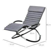 Outsunny Orbital Rocking Chair Folding Lounger Anti-drop with Mat Removable Design 2 in 1 145x74x86cm Black Grey(m-3)