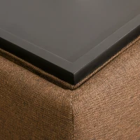 HOMCOM Sitzhocker mit Stauraum, Fußhocker, Polsterhocker, abnehmbarer Deckel, Bezug in Leinenoptik, 42 x 42 x 41 cm, Braun(m-8)