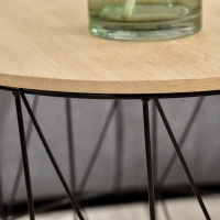 HOMCOM salontafel bijzettafel 3-delig nachtkastje tafelset woonkamer slaapkamer metaal MDF natuurlijk hout + zwart Ø 42 x 45 h cm(m-8)