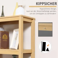 HOMCOM Strandregal Bücherregal 3-stufiges mit Schublade Büroregal Lagerregal Aktenregal Küchenregal MDF Eiche 60 x 30 x 150 cm(m-5)