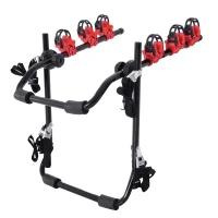 HOMCOM Fahrradheckträger für 3 Fahrräder Fahrradträger Heckträger faltbar mit Sicherheitsgurte Metall + Kunststoff(m-1)