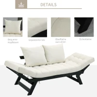 Sofa rozkładana 2-osobowa sofa z funkcją spania regulowana tkanina kolor kremowy(m-5)