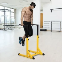 HOMCOM Dipstation Klimmzugstange Kraftstation mit Hantelbank Bauchtrainer klappbar  Rückentrainer Stahl Max.100KG ideal für Home-Gym Gelb + Schwarz 66 x 75 x 119 cm(m-2)