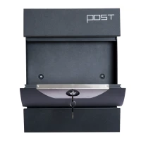 HOMCOM Briefkasten Postkasten Wandbriefkasten mit Zeitungsfach abschließbar 2 Schlüssel Stahl Grau 35 x 9,5 x 44,5cm(m-5)